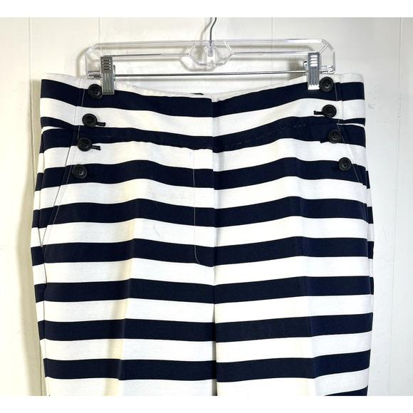 Halogen x Atlantic Pacific Blue White Nautical Stripe Sailor Pants Sz 16 Stretch - Picture 6 of 12